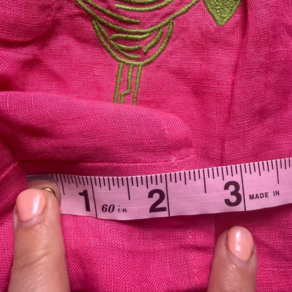 Chakeris Charleston Linen Shorts Womens XS Pink Margarita Embroidered Tropical - Picture 4 of 5